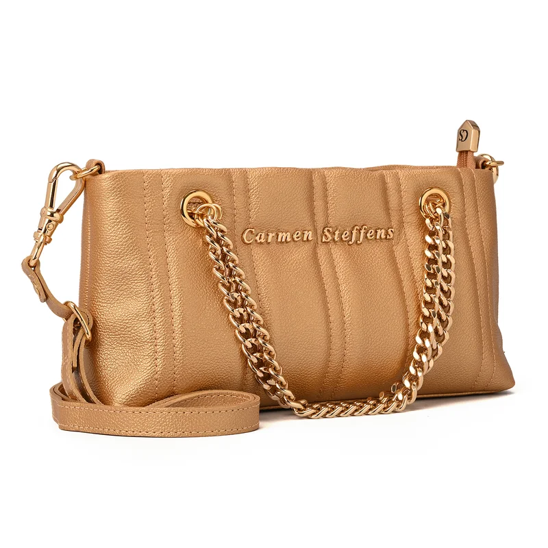 كارمن ستيفنز سلاسل حقيبة مبطنة ذهبية